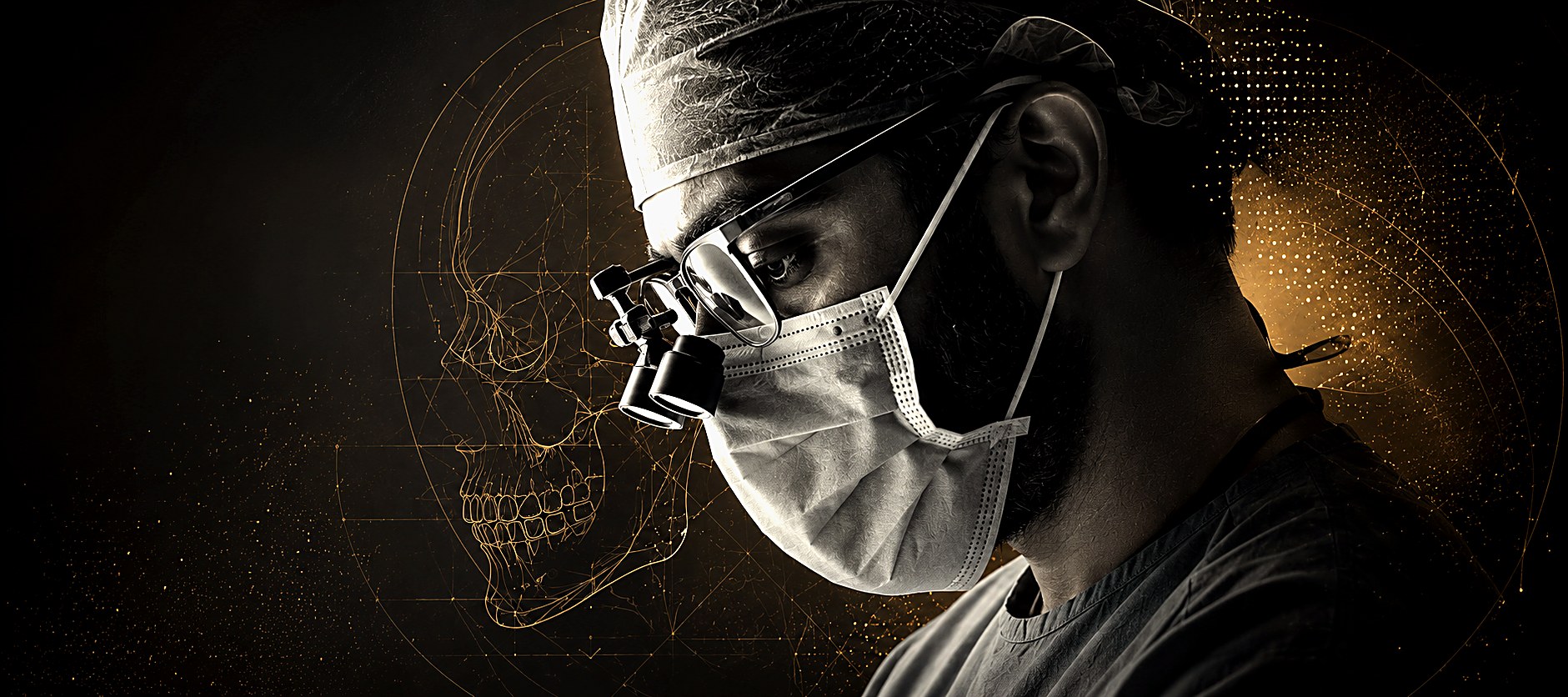 Dr. Jishnu Mohan performing oral and maxillofacial surgery with precision loupes
