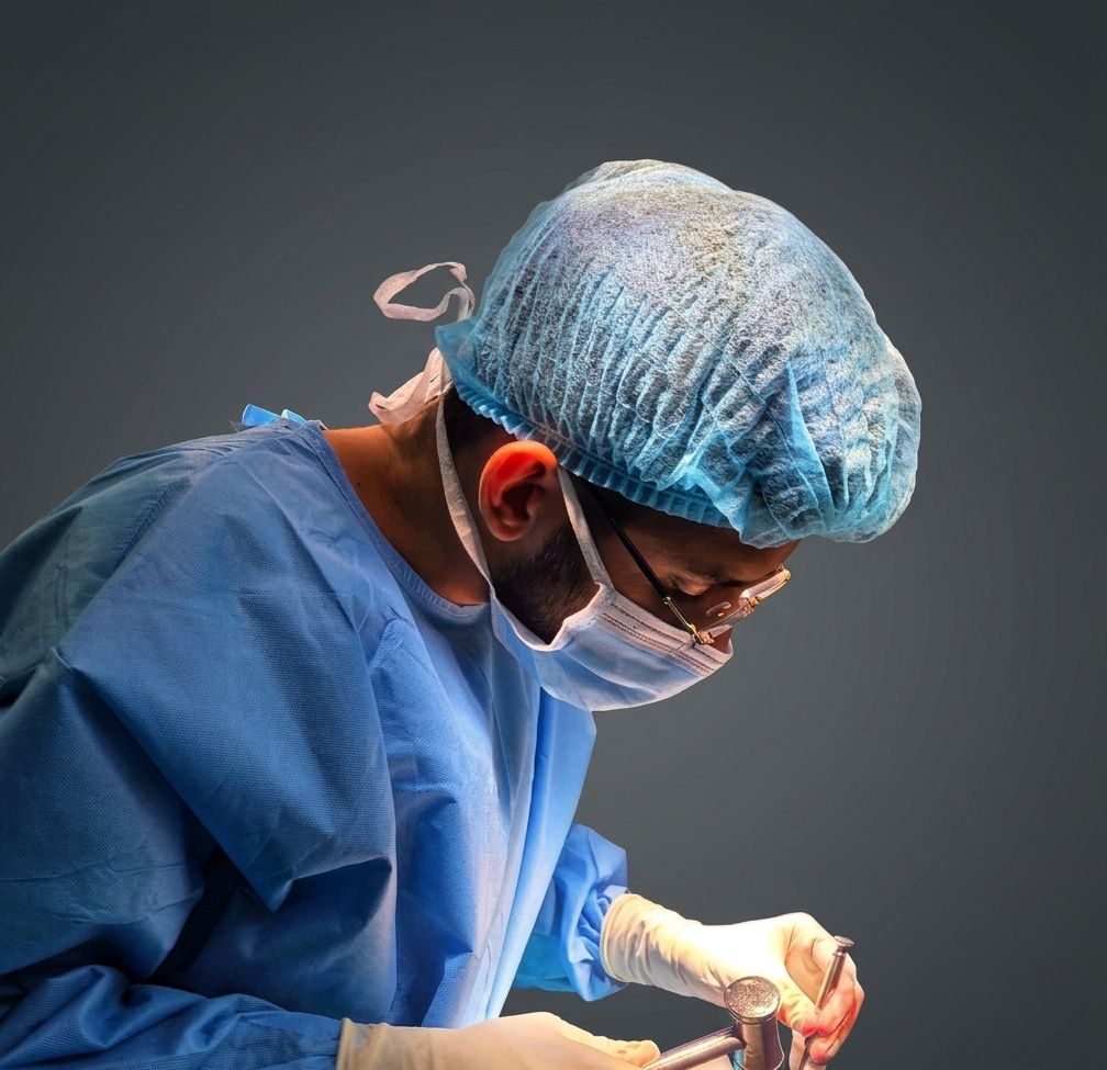Dr. Jishnu Mohan in the operating theatre